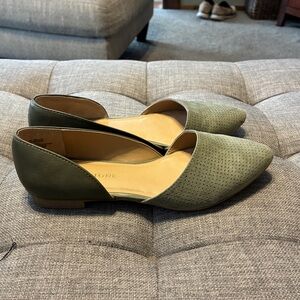 Sun + Stone Olive Green D'Orsay Pointed Flats